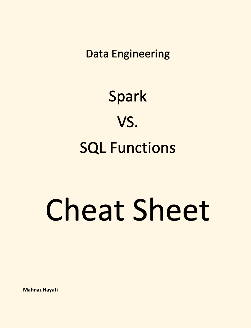 Spark VS. SQL Functions (Cheat Sheet)